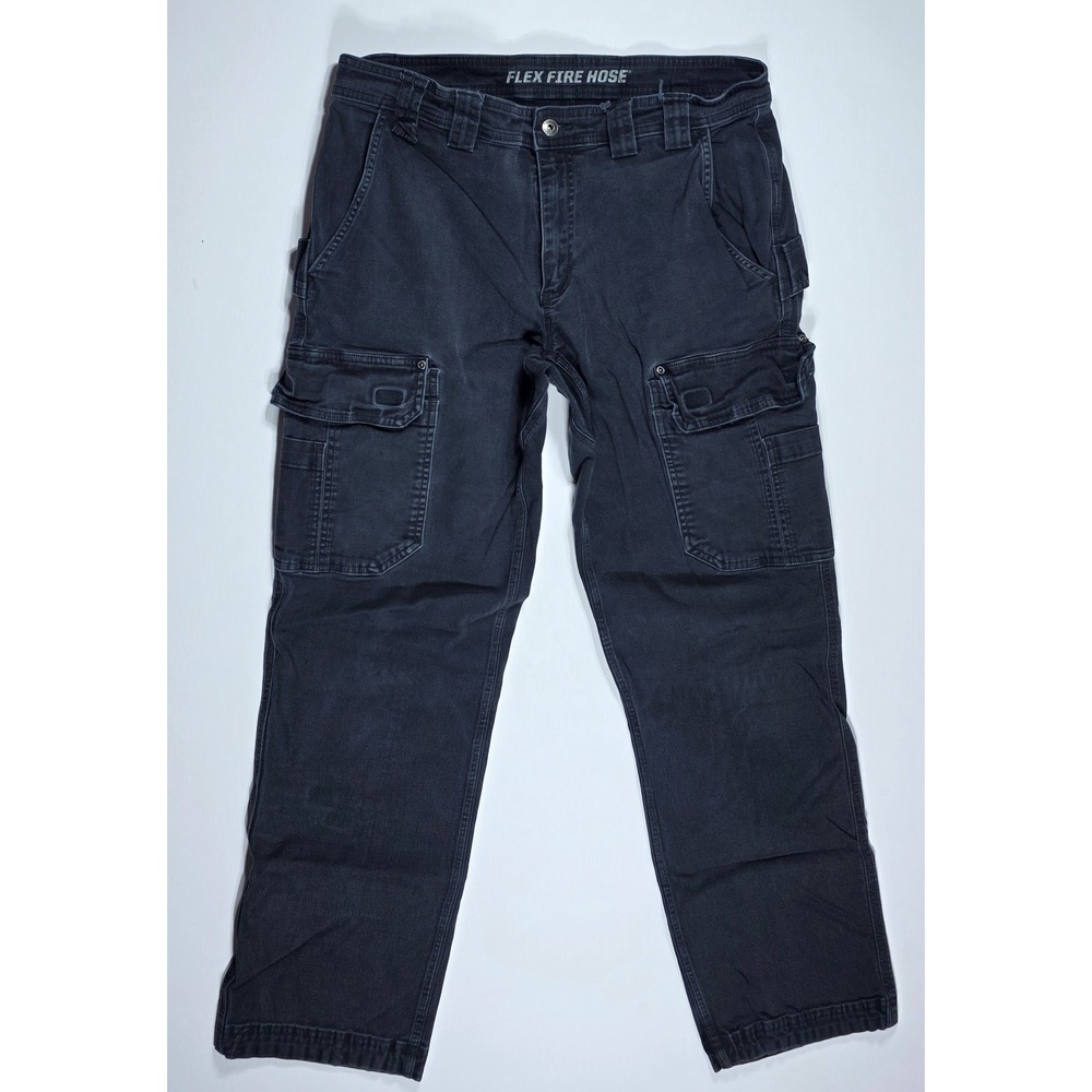 Duluth Trading Co Flex Fire Hose Cargo Pants Men's 34x32 Black Standard Fit Work